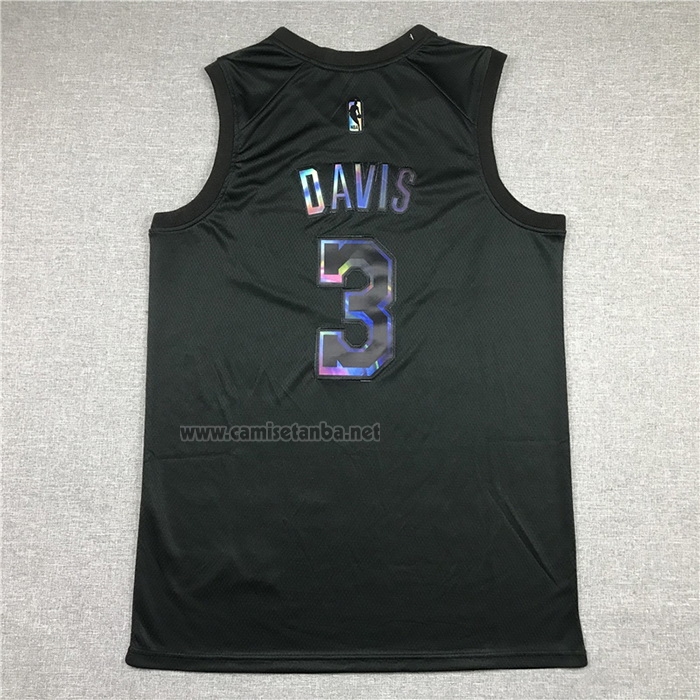 Camiseta Los Angeles Lakers Anthony Davis #3 Iridescent Logo Negro